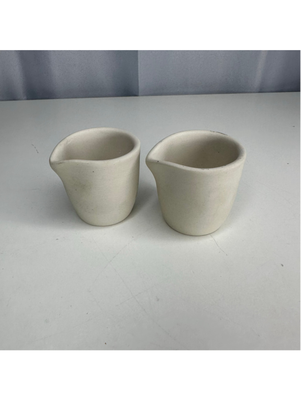 2 Vintage Mason Cash Church Gresley Unglazed Ceramic Pouring Cups / Pinch Pots